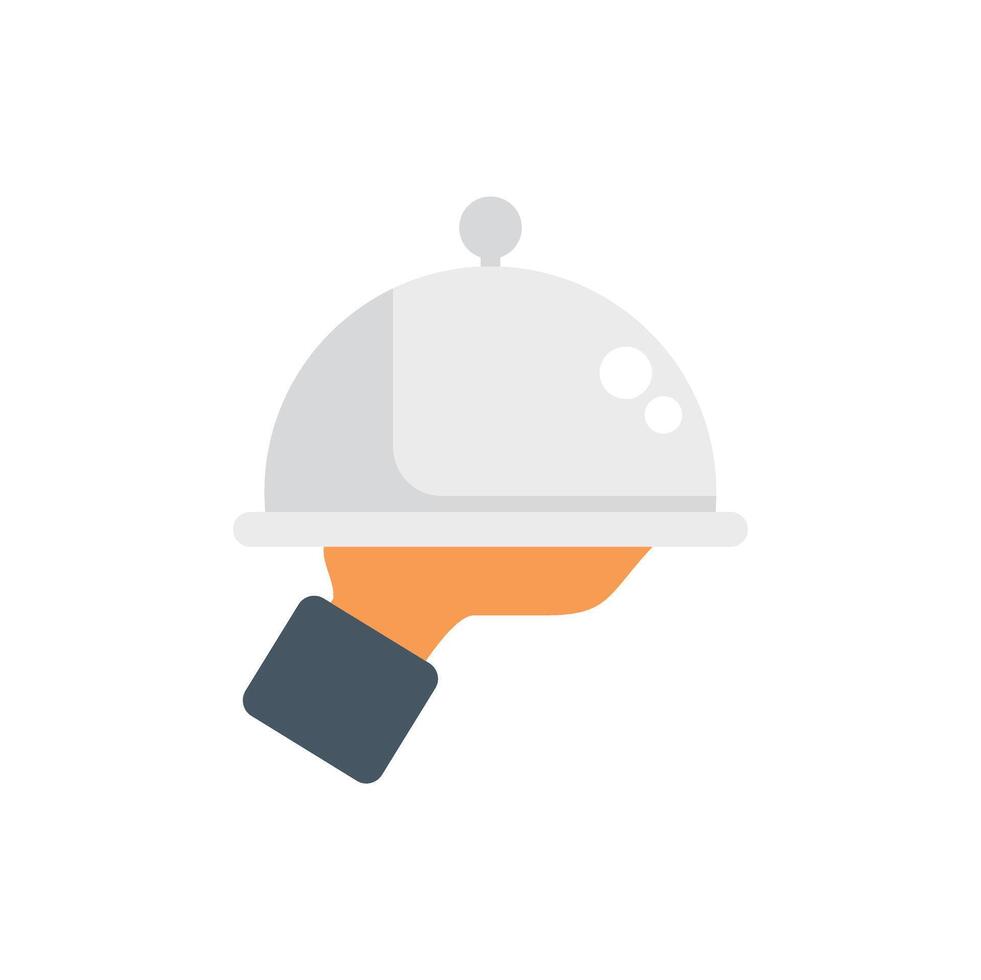 Waiter hand holding a silver platter or cloche vector
