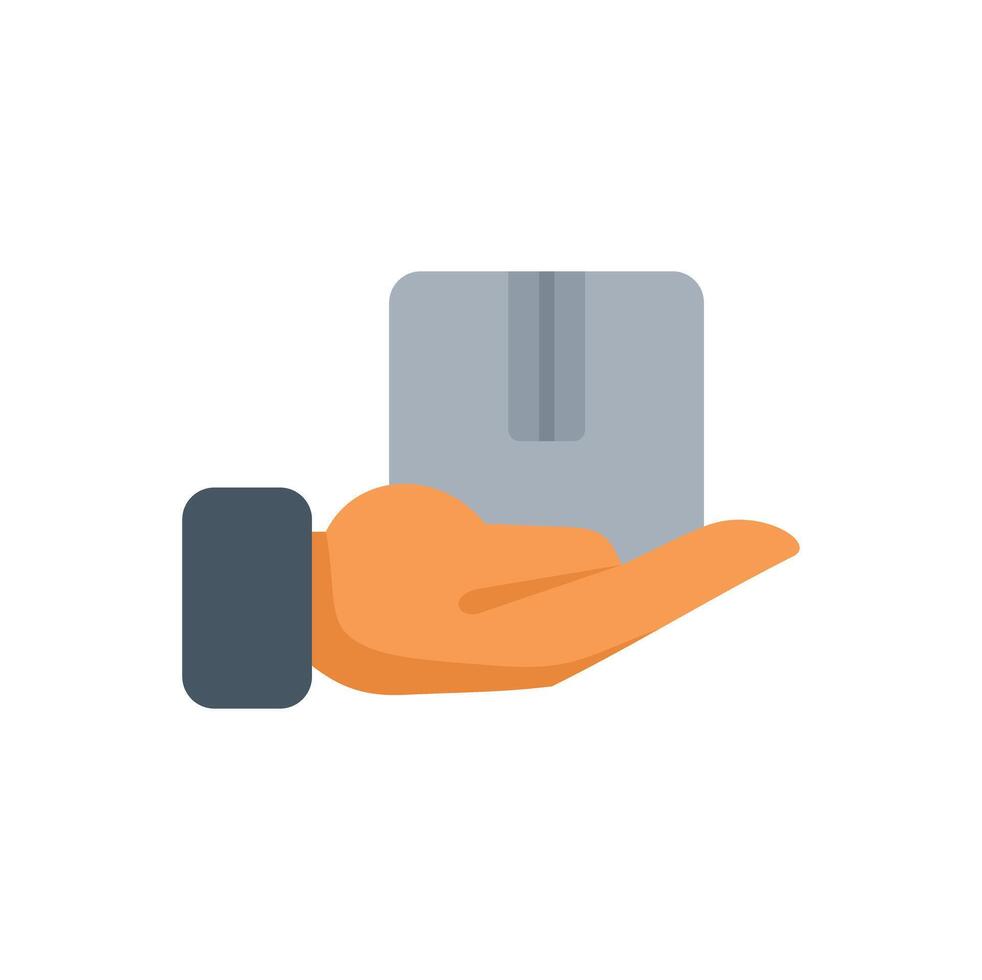 Delivery man is holding a package in his hand vector