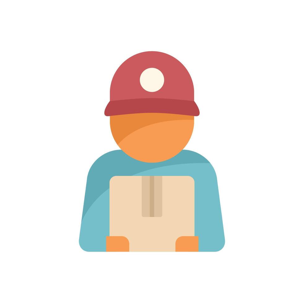 Delivery man in uniform is holding a cardboard box vector