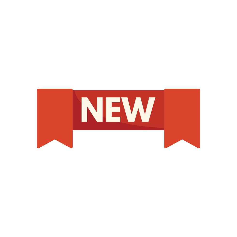 Red ribbon banner stating new with hanging sides vector