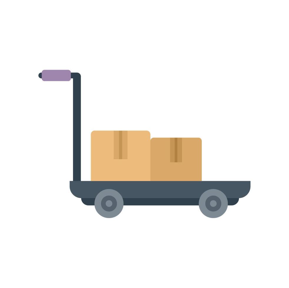 Warehouse hand truck carrying cardboard boxes for delivery vector