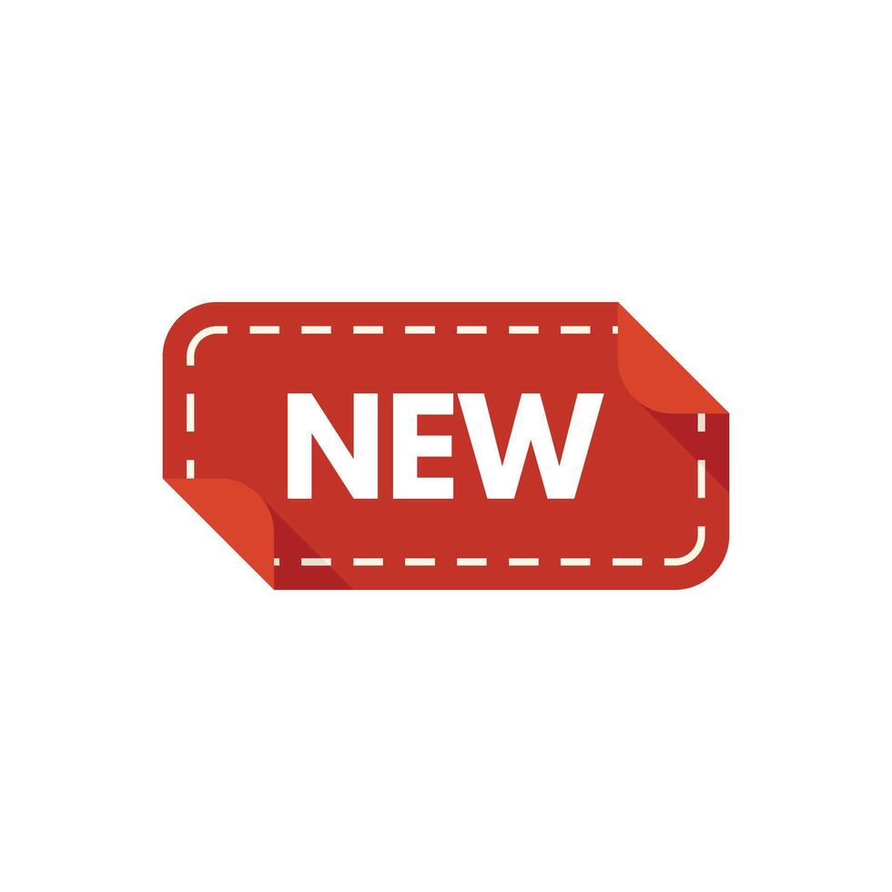 Red folded sticker with dashed line frame announcing new product vector