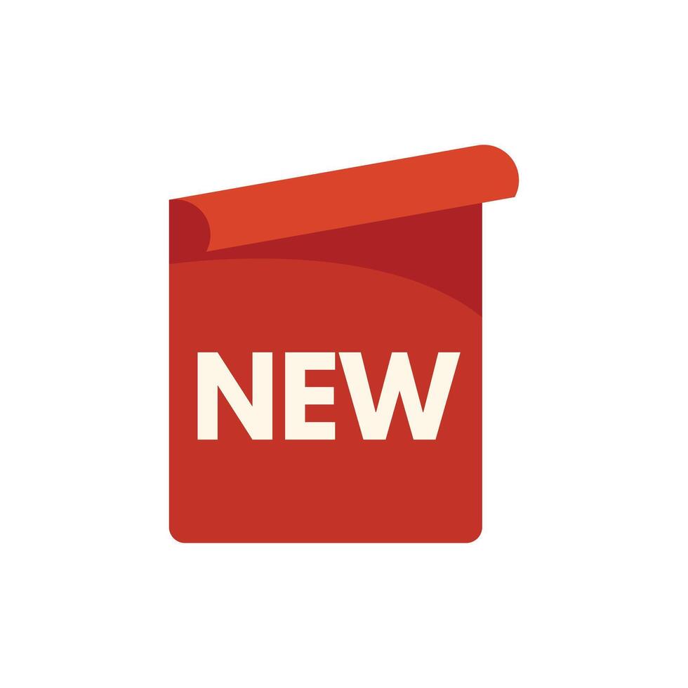 Red folded sticker with curved corner announcing new product vector