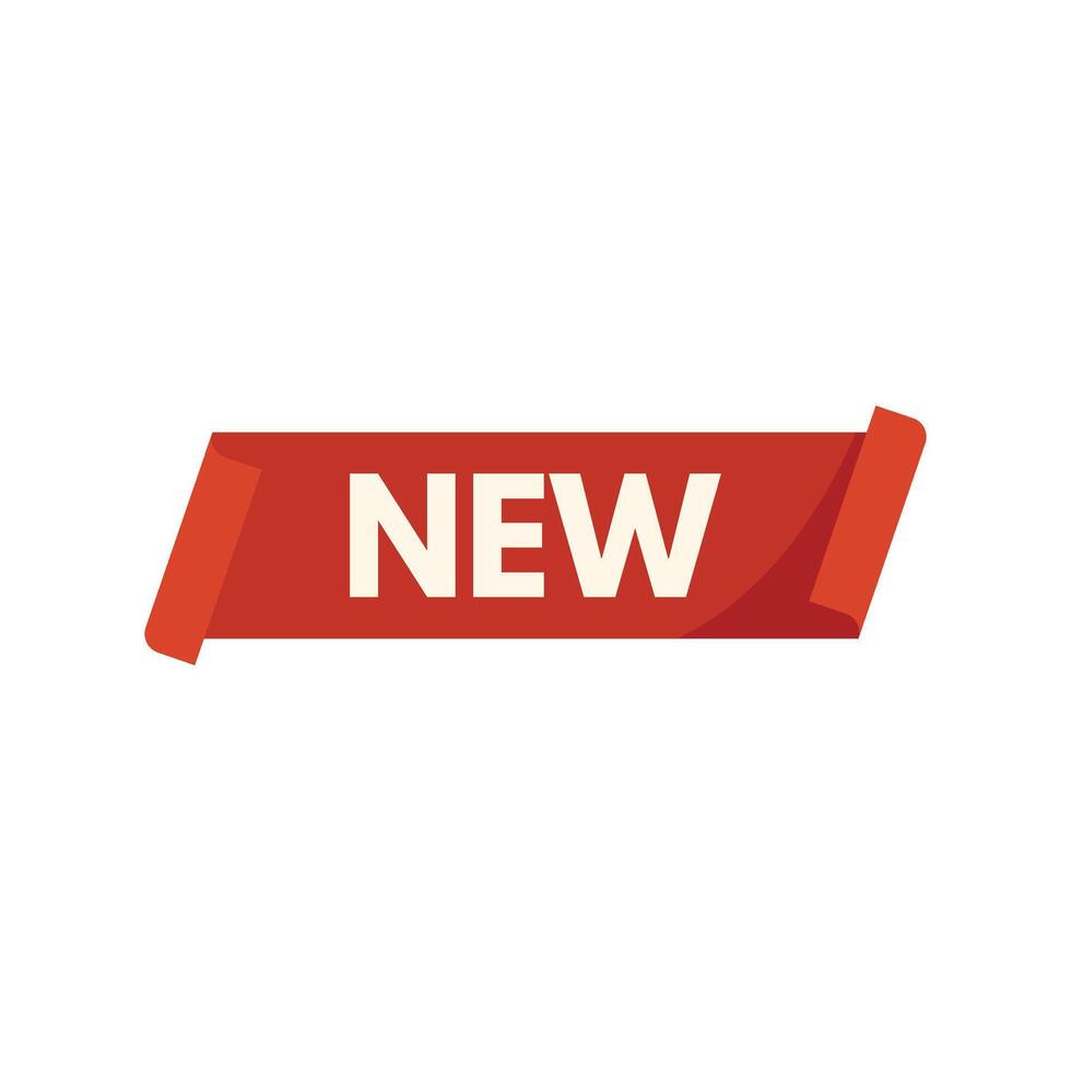 Red ribbon banner announcing the arrival of something new vector