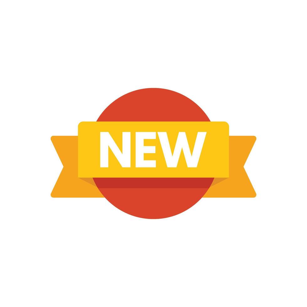 Yellow ribbon with new sign announcing latest product vector