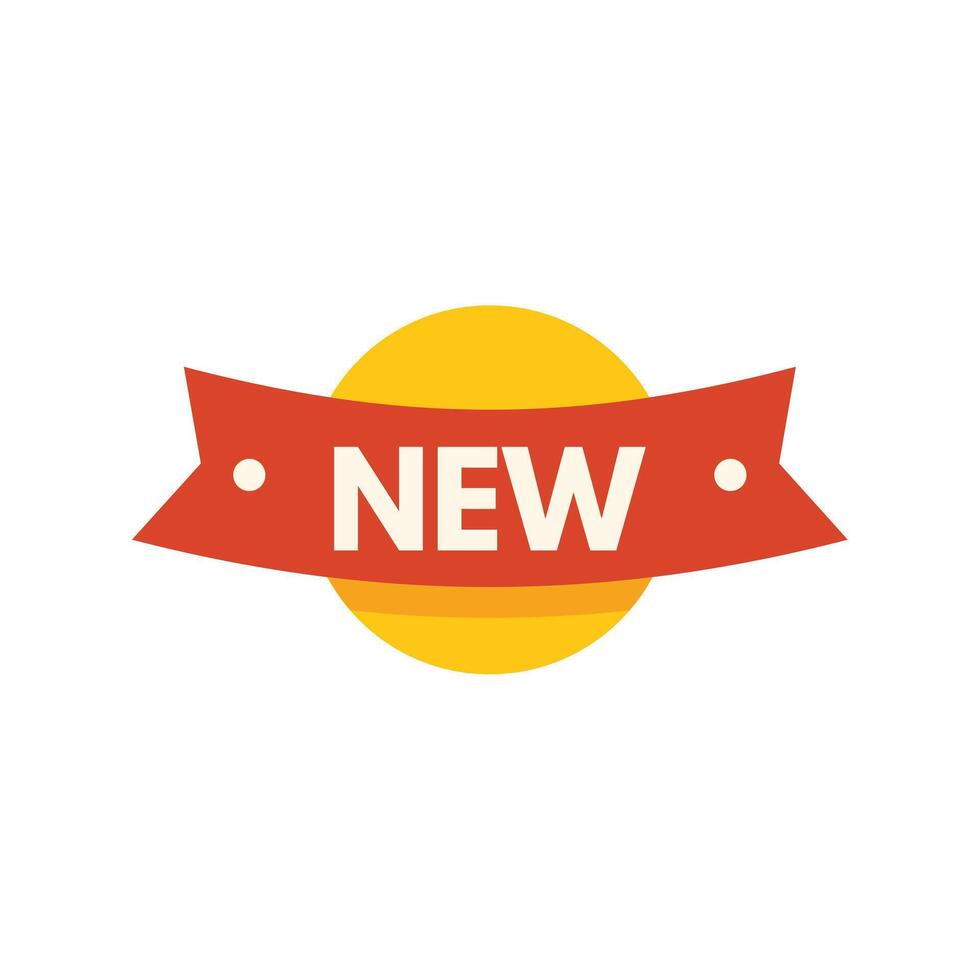 Red ribbon showing new announcement on yellow circle vector