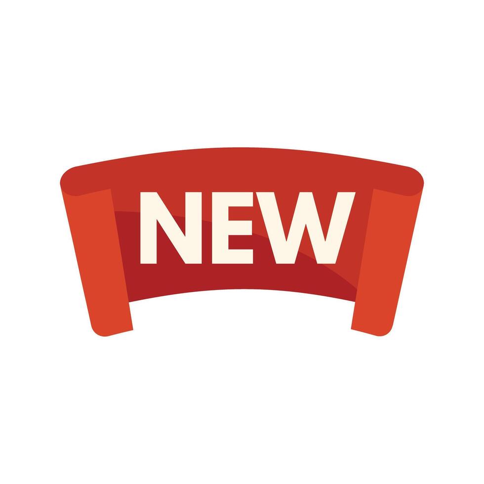 Red ribbon banner stating new indicating new arrival or product launch vector