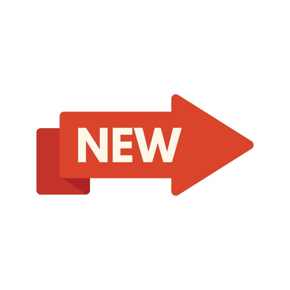 Red arrow pointing right with new sign vector