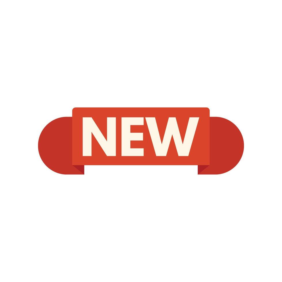Red ribbon announcing something new with big white letters vector