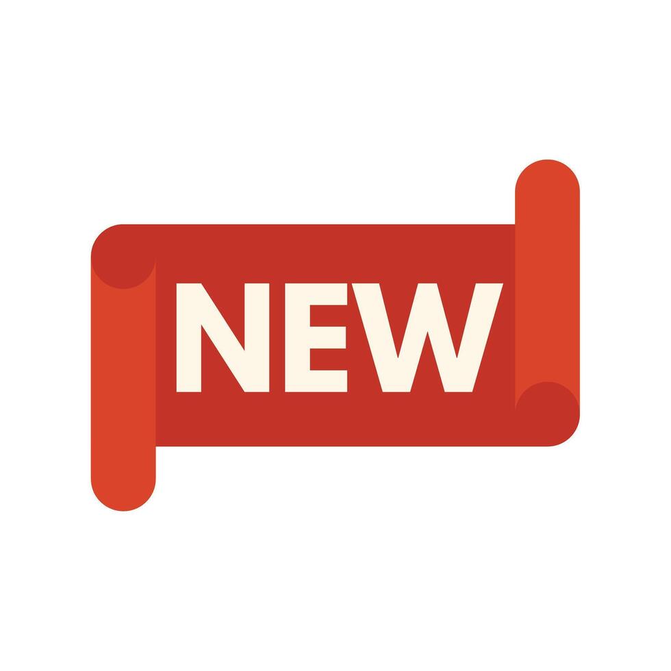 Red ribbon banner stating new with rolled edges vector