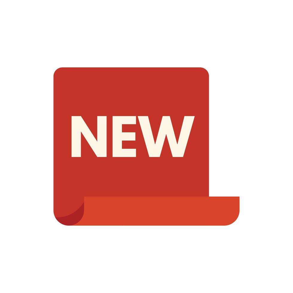 Red label with curved corner showing new arrival product vector