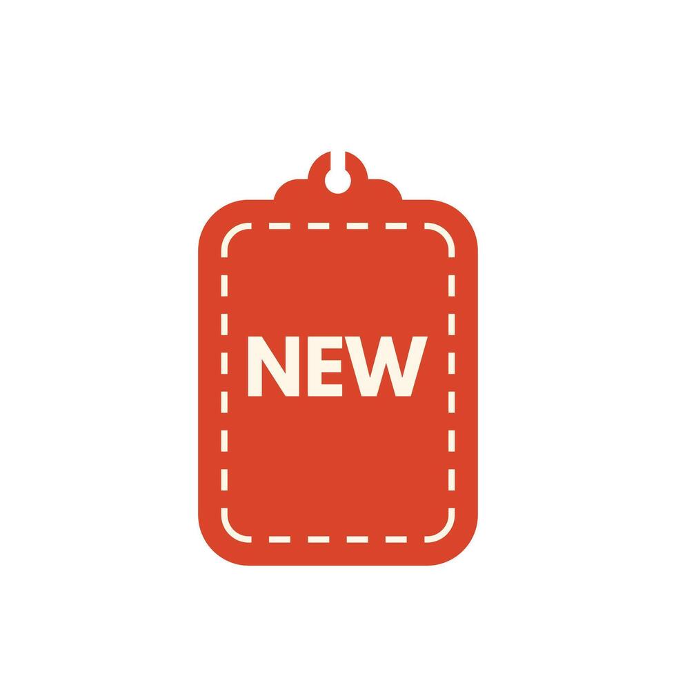 Red price tag hanging with the word new on it vector