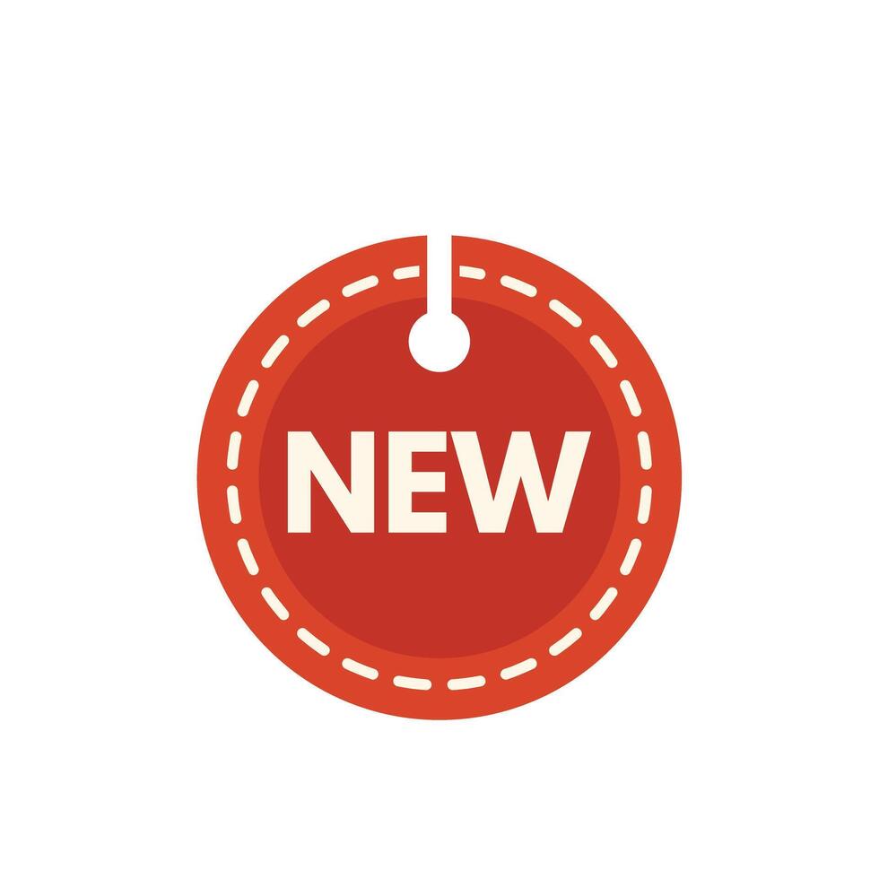 Red price tag with the word new hanging showing promotion vector