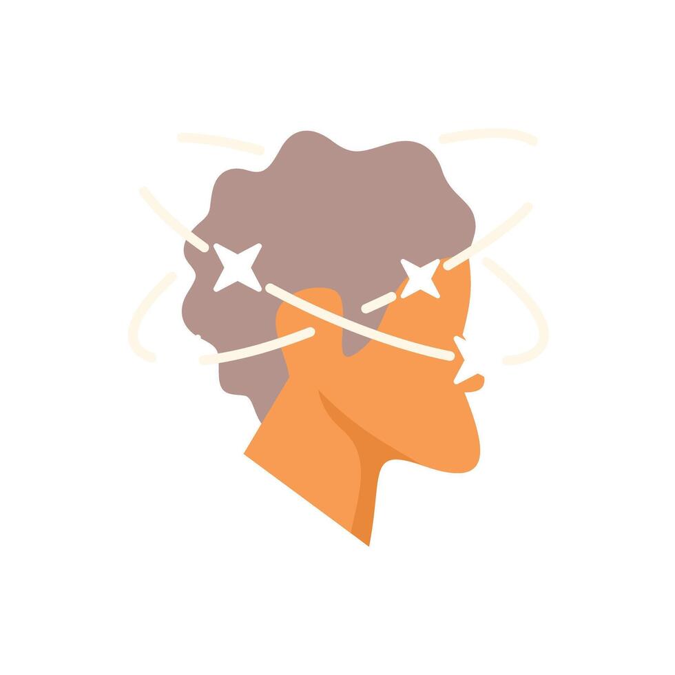 Cartoon illustration of a man feeling dizzy, suffering from vertigo feeling sick vector