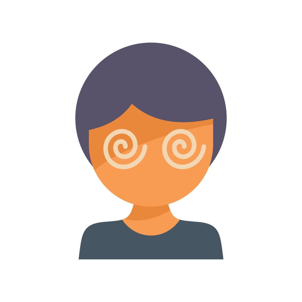 Cartoon character feeling dizzy with spiral eyes showing confusion vector