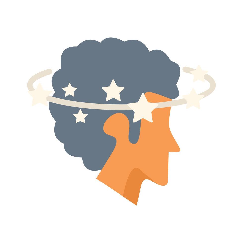 Man feeling dizzy with stars spinning around head vector
