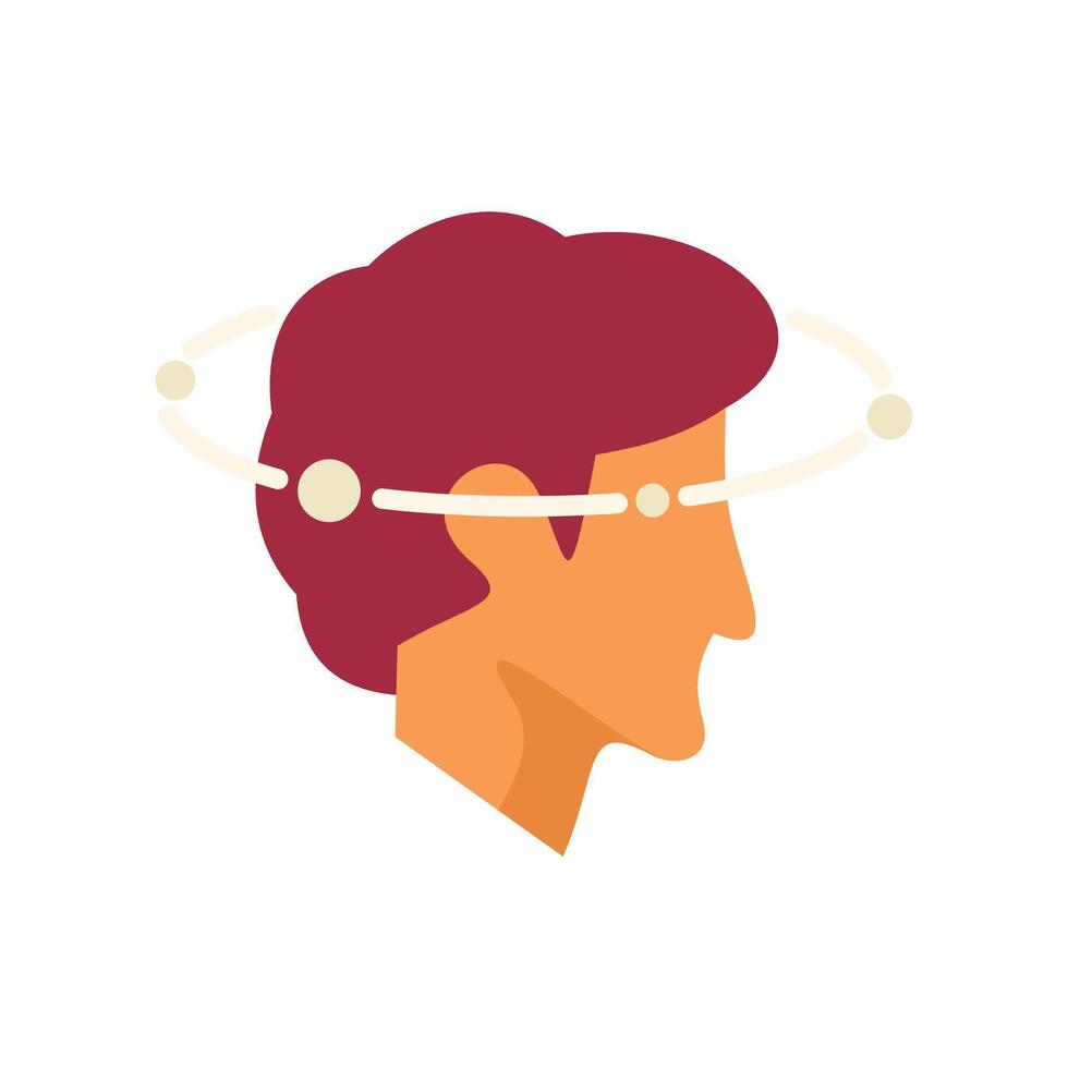 Man thinking with satellites orbiting head vector