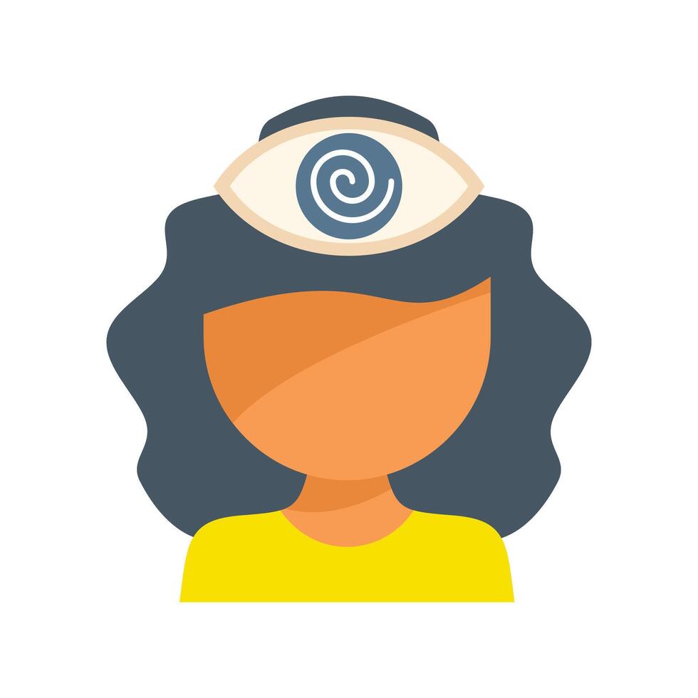 Woman feeling dizzy with spiral eyes experiencing vertigo vector
