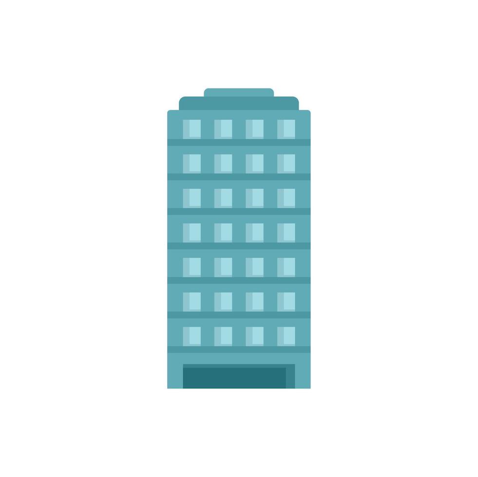 Modern office building reaching for the sky in flat design vector