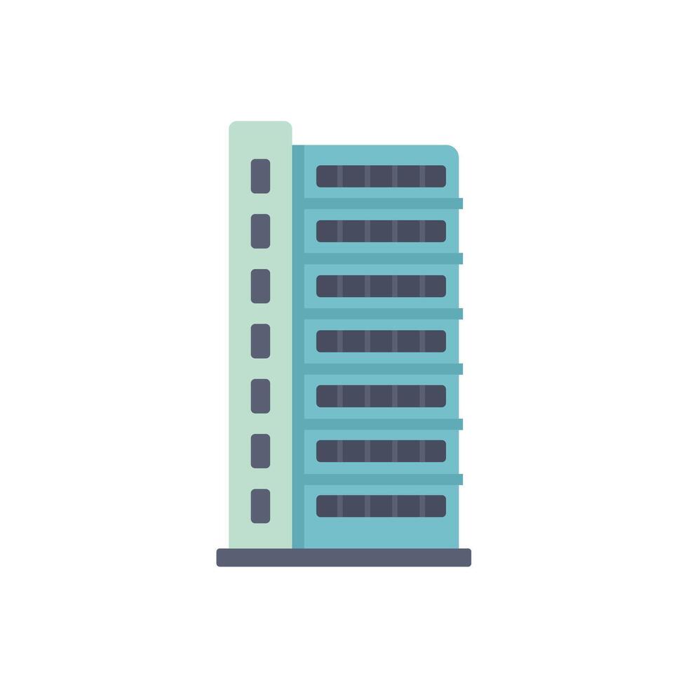 Modern office building reaching for the sky in flat design style vector