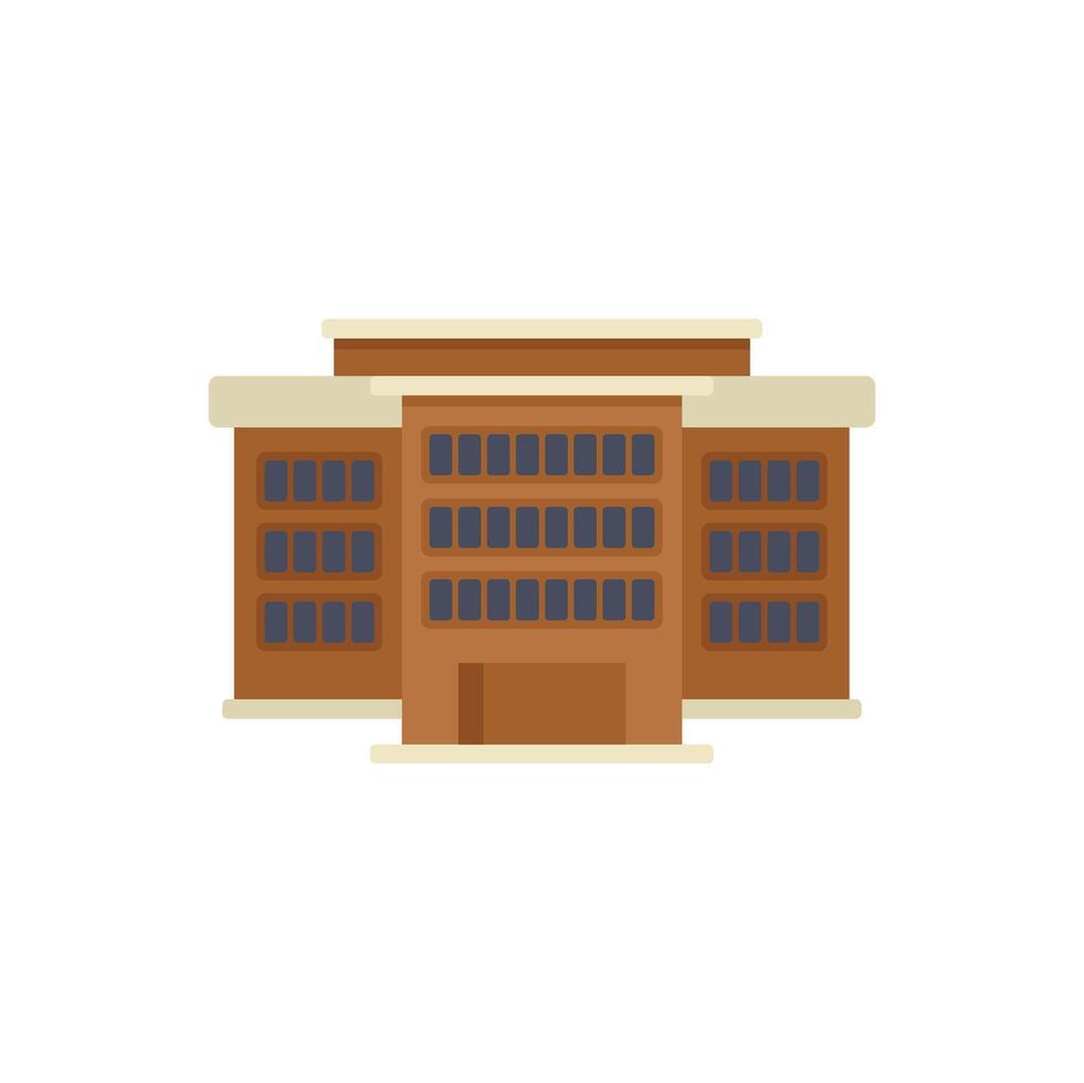 Big brick building facade with entrance and many windows vector