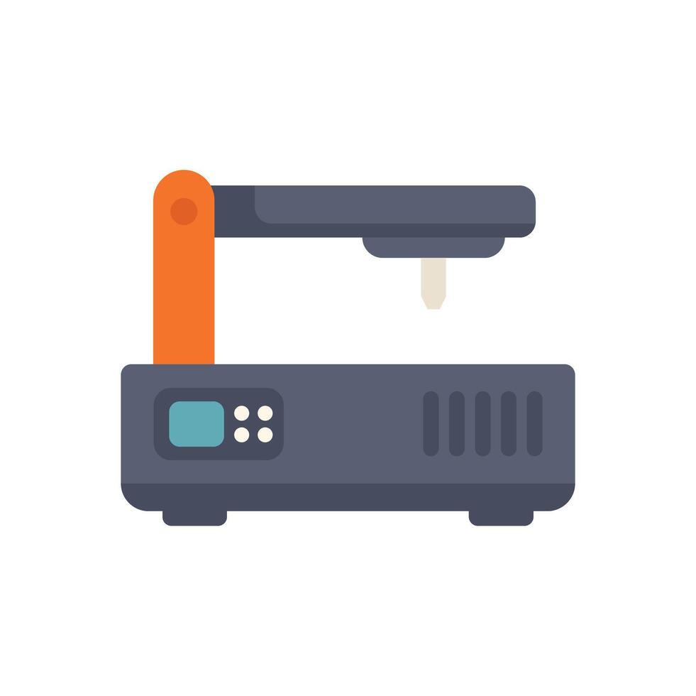 Modern digital projector displaying presentation using lens and light beam vector