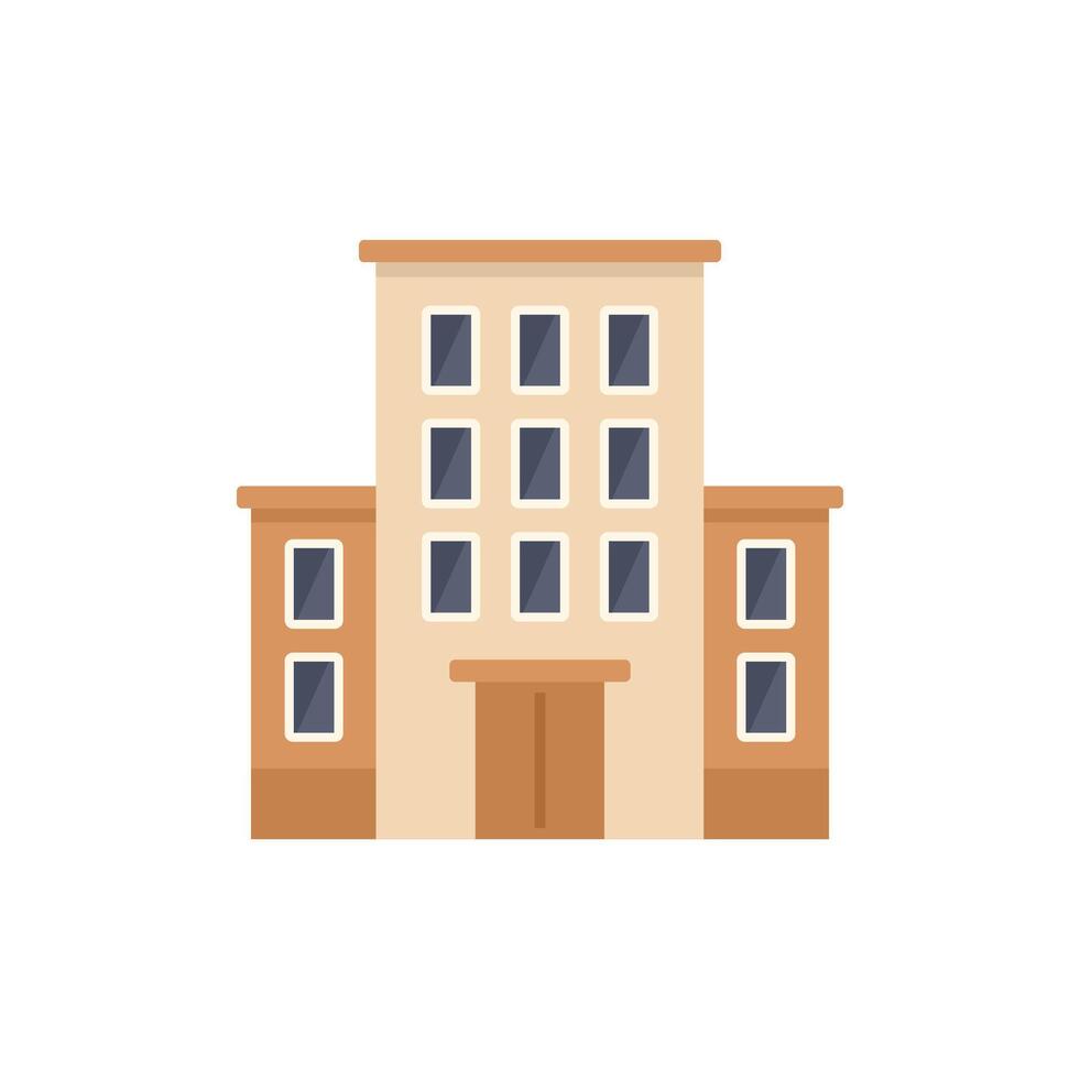 Modern office building with large windows and entrance doors vector