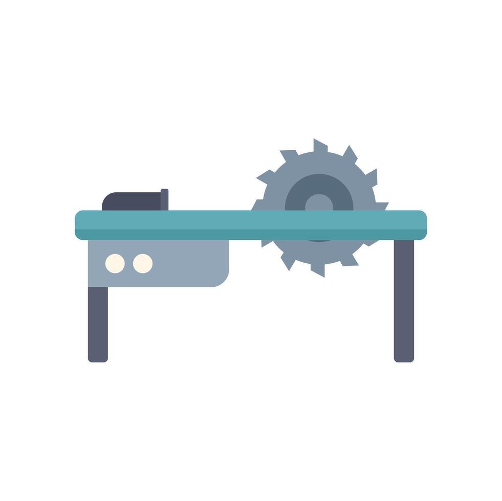 Circular saw standing on workbench in workshop vector