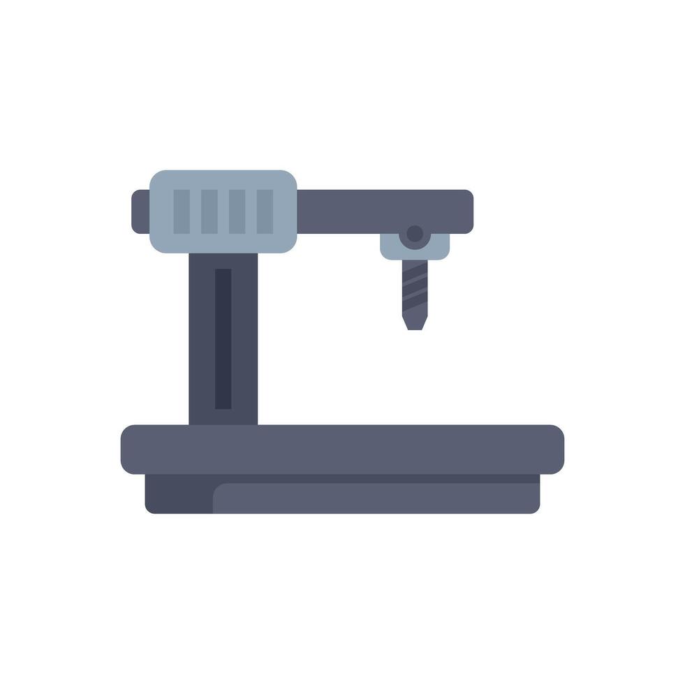 Drilling machine standing on a workbench in a workshop vector