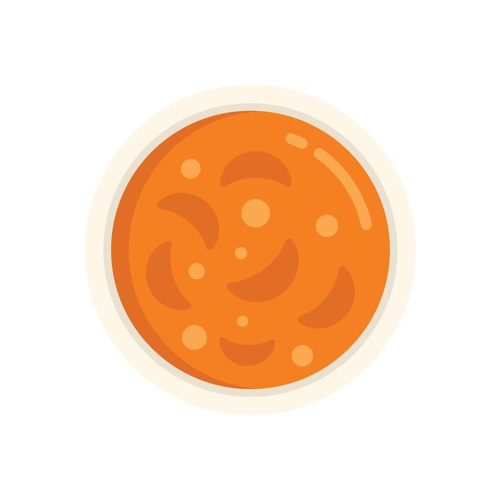 Bowl of pumpkin soup with cream being served for dinner vector