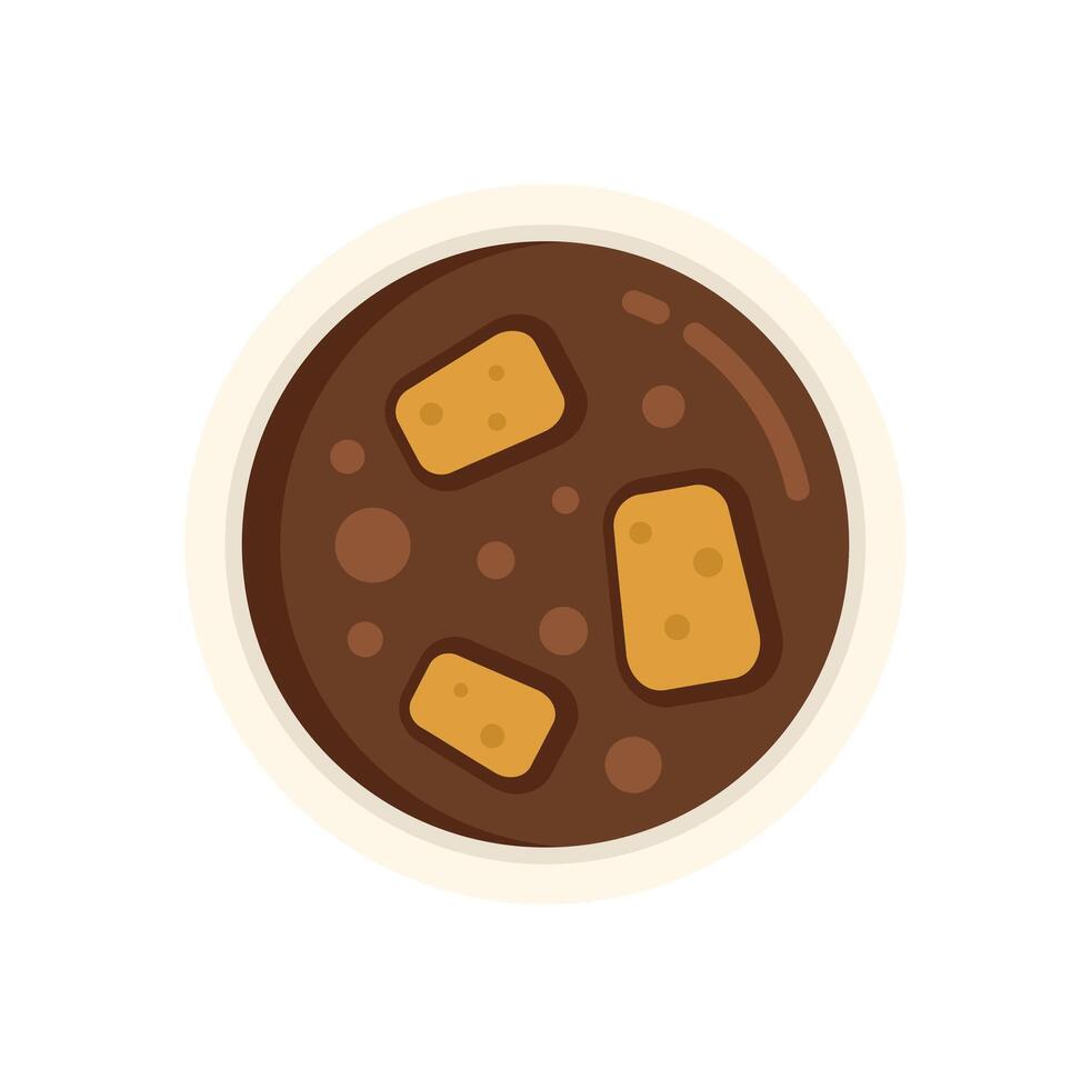 Bowl of bean soup with croutons appetising lunch dinner illustration vector