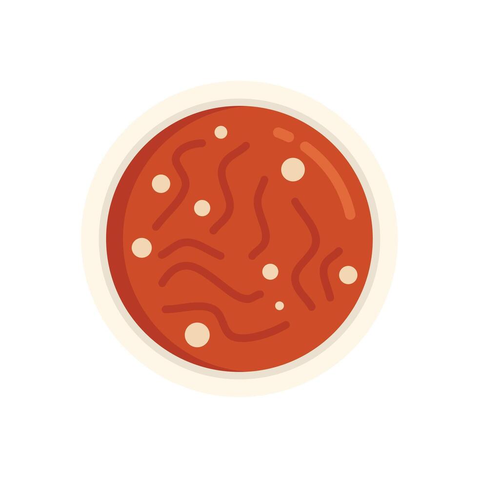 Tomato soup with cream being served in bowl for lunch or dinner vector