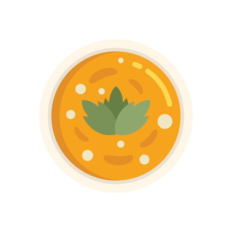 Bowl of soup with garnish on white background vector