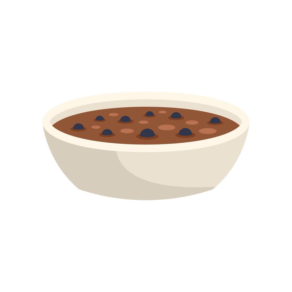 Steaming bowl of frijoles charros with cilantro and onion garnish vector