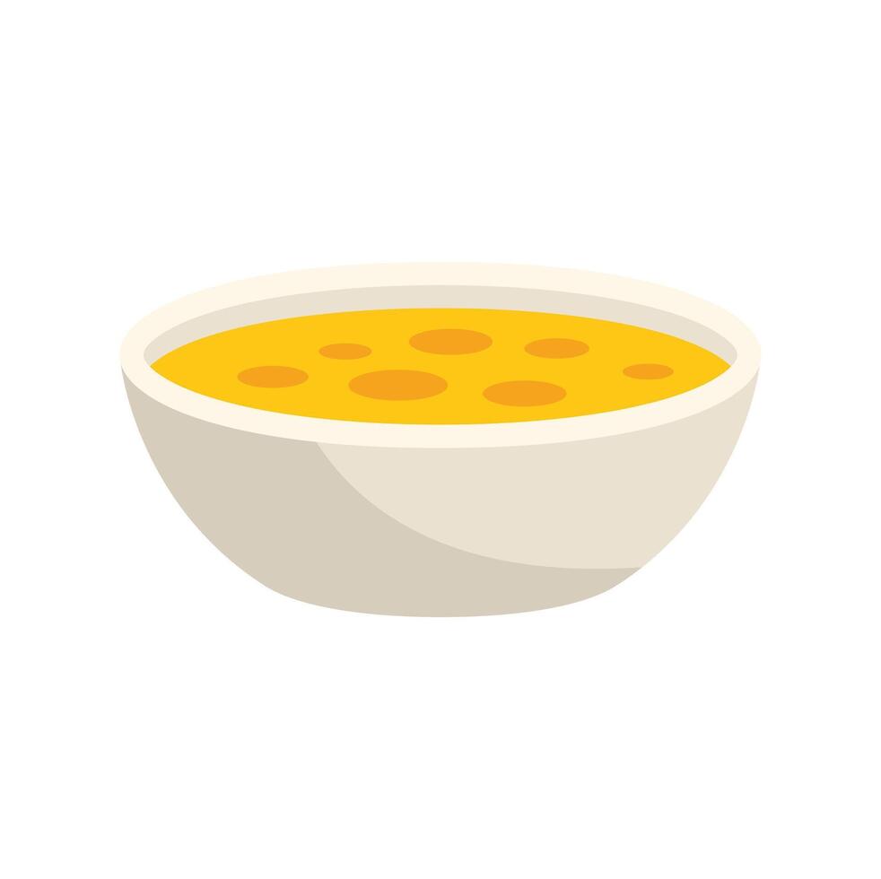 White bowl holding steaming hot butternut squash soup vector