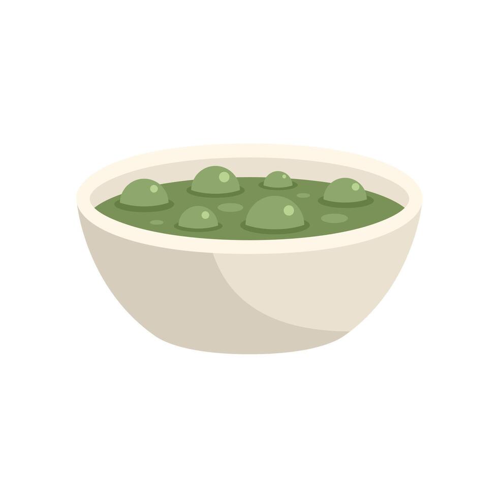 Bowl of green pea soup comforting winter meal vector