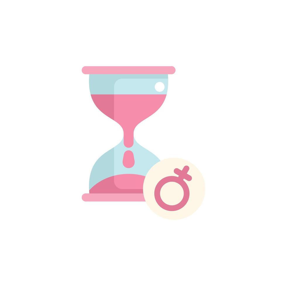Hourglass measuring time passing with female symbol for gender issues vector