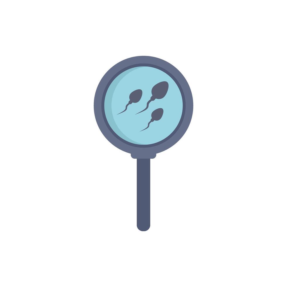Magnifying glass showing sperm cells for fertility concept vector