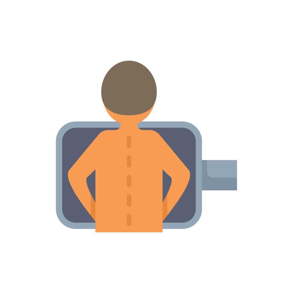 Patient undergoing a spinal x ray examination, medical illustration vector