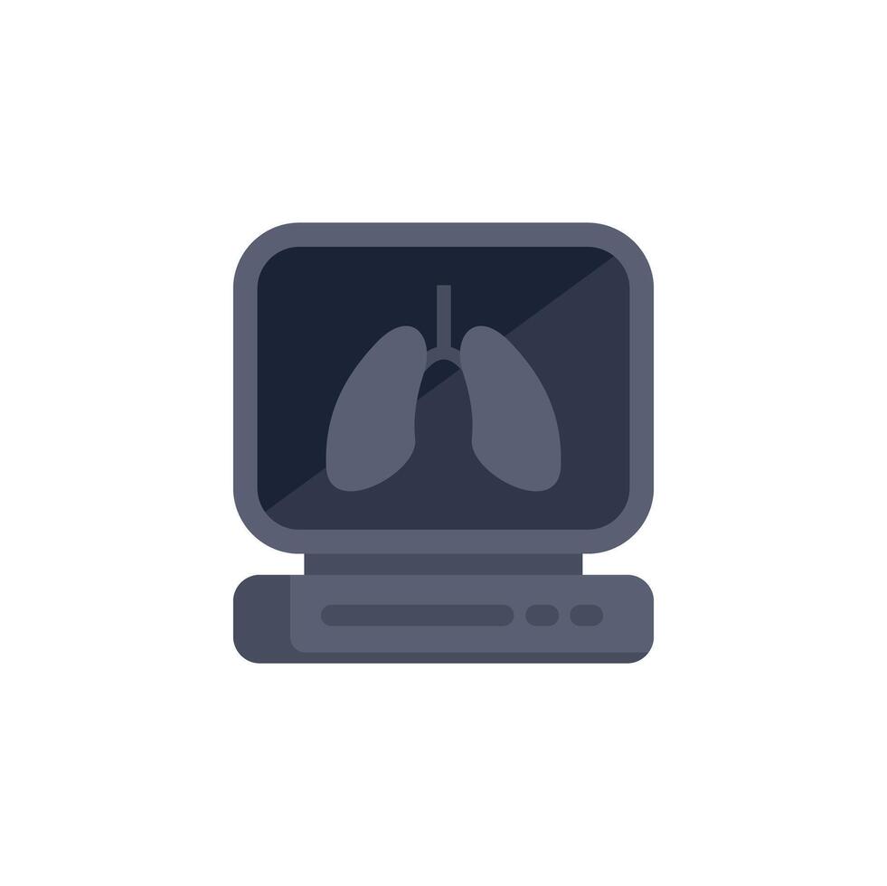 X ray machine displaying lungs on monitor screen vector