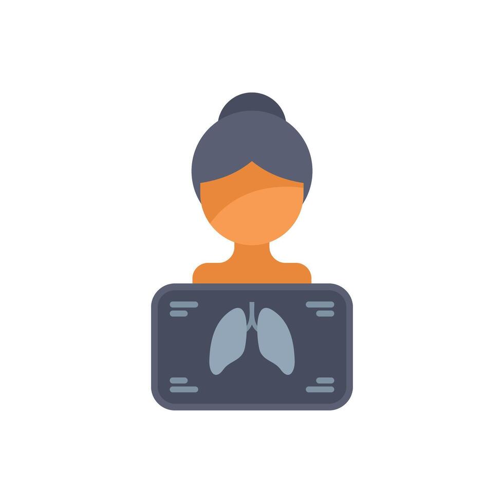 Female patient undergoing chest x ray screening for lung health vector