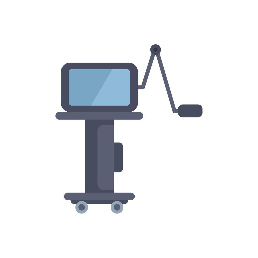 Modern medical equipment standing on wheels with adjustable screen for diagnosis and treatment vector