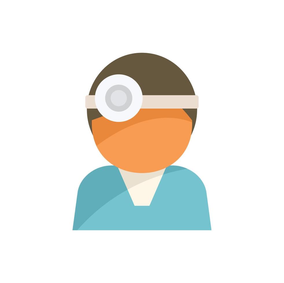 Doctor wearing head mirror performing medical exam icon vector