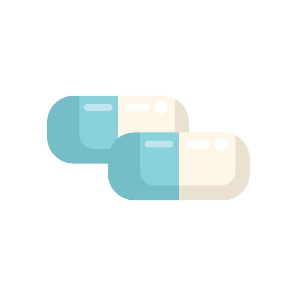 Two blue and white medicine capsules overlapping representing healthcare and pharmaceuticals vector