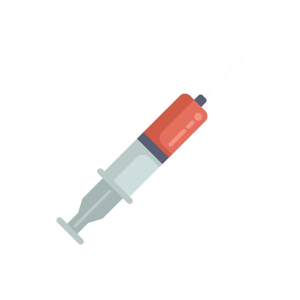 Medical syringe filled with red liquid for injection vector