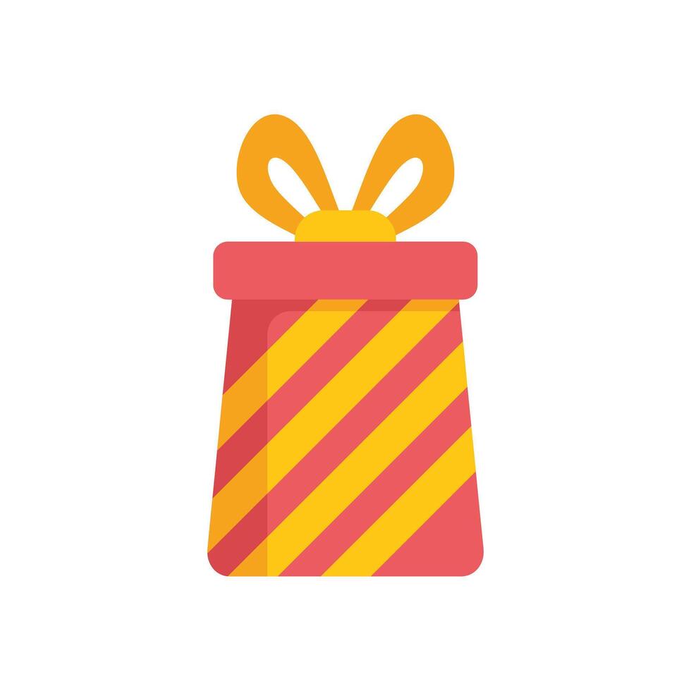 Gift box wrapped with striped paper and ribbon bow icon vector