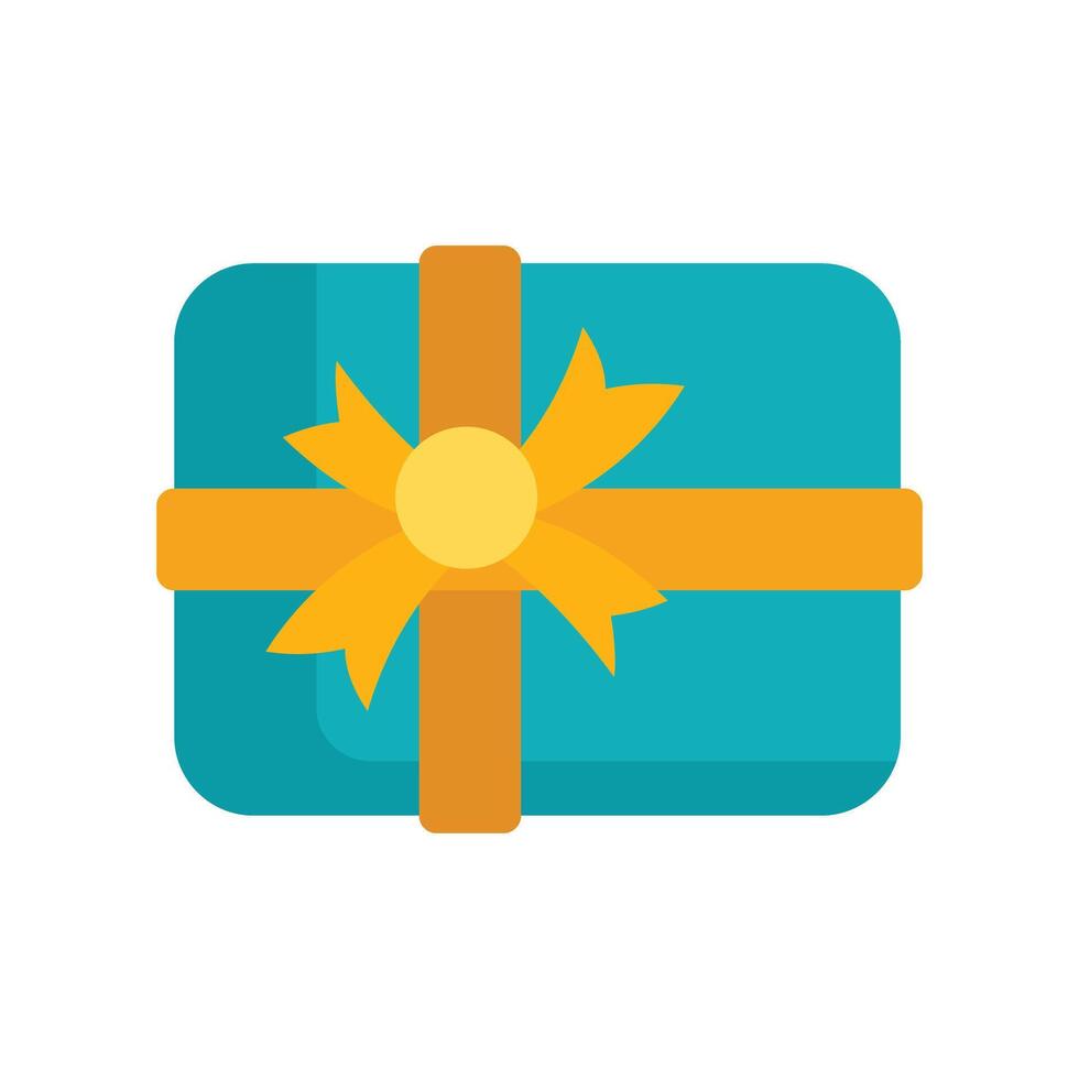 Blue gift box with yellow ribbon and bow on white background vector