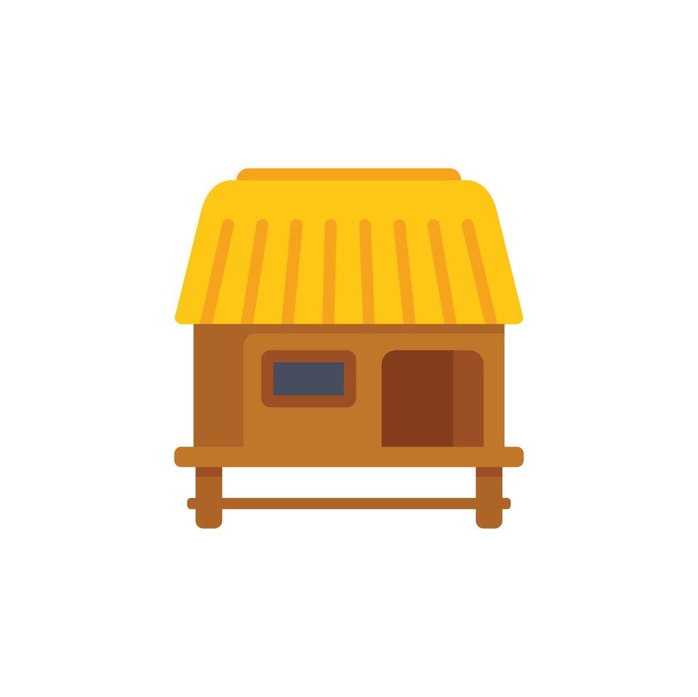 Small tropical bungalow with thatched roof standing on stilts vector