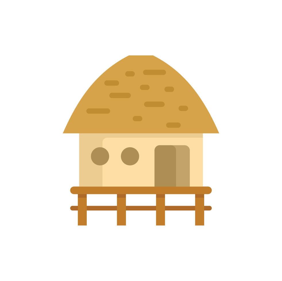 Tropical bungalow with thatched roof standing on wooden stilts vector