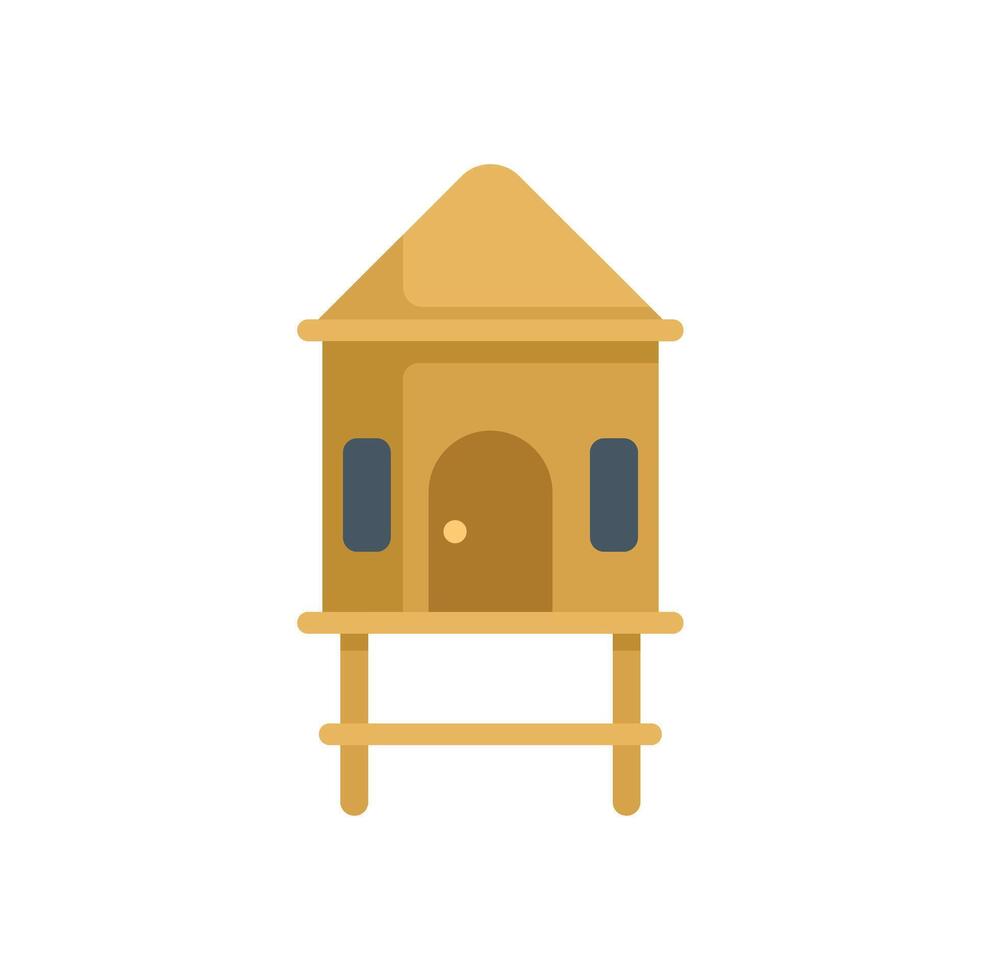 Small wooden hut standing on stilts icon illustration vector